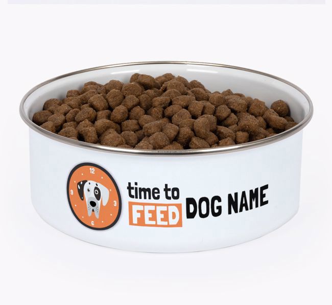 Time To Feed: Personalised {breedFullName} Enamel Dog Bowl